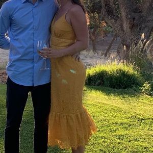 Mustard Lace Cocktail Dress